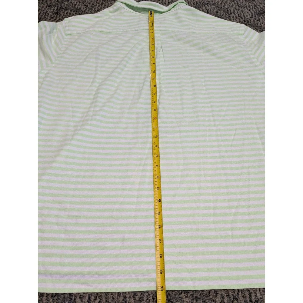 Ralph Lauren Knit Oxford Polo Shirt Mens 3XB Big Lime Green White Striped Pony